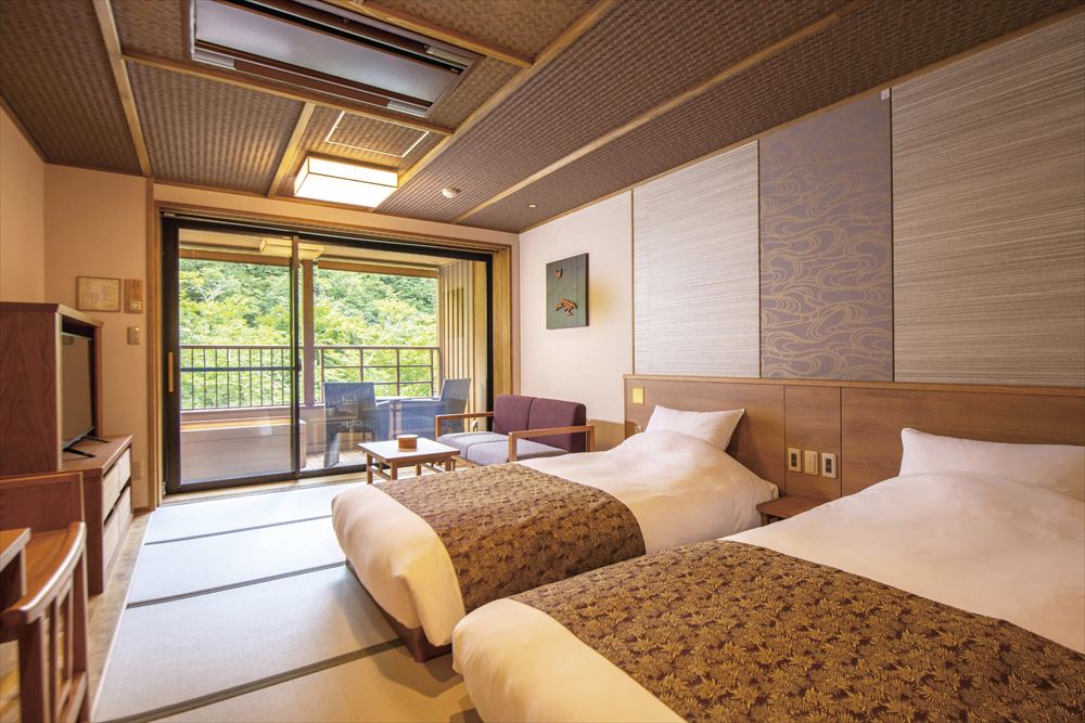 Shionoyu Onsen Rengetsu_Standard twin Japanese-Western style rooms combine convenience and comfort.